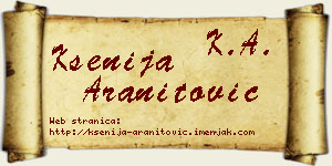 Ksenija Aranitović vizit kartica